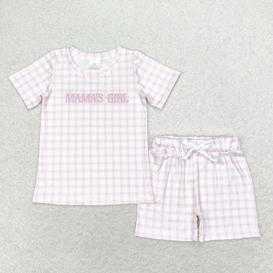 Baby Girls Mama's Girl Pink Checkered Tee Shirts Tops Shorts Clothes Sets