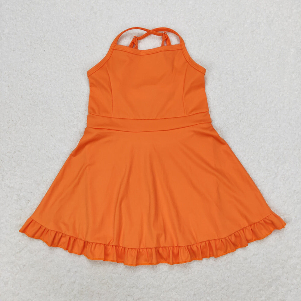 Baby Girls Orange Knit Knee Length Active Wear Dresses