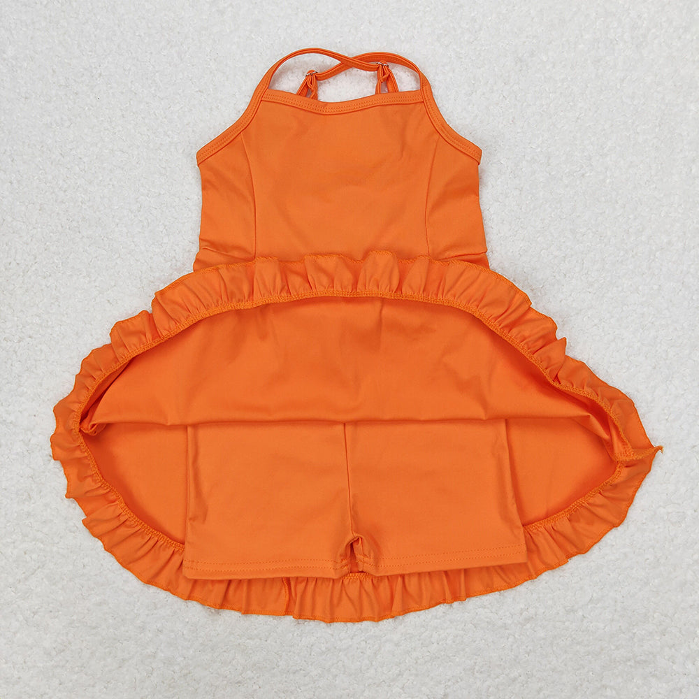 Baby Girls Orange Knit Knee Length Active Wear Dresses