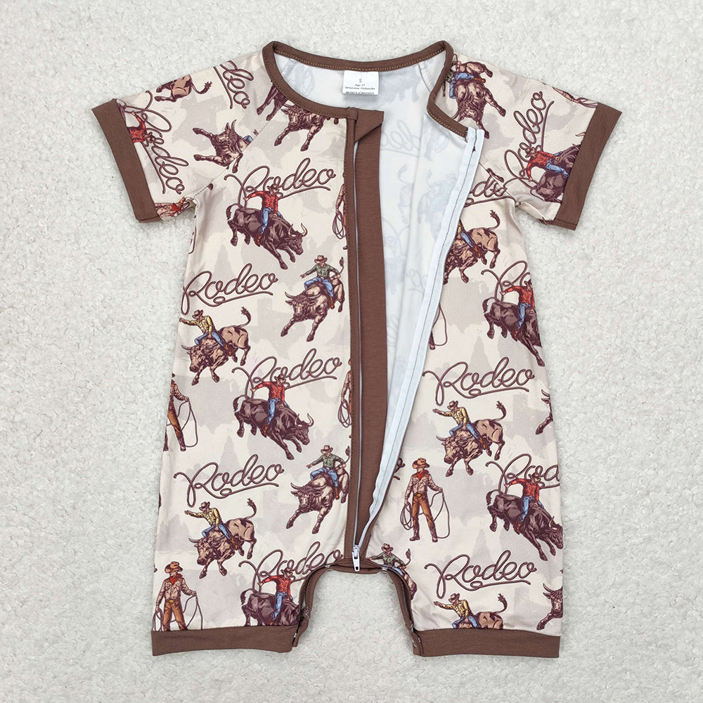 Baby Infant Boys Rodeo Zip Short Sleeve Rompers