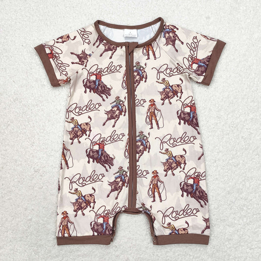 Baby Infant Boys Rodeo Zip Short Sleeve Rompers