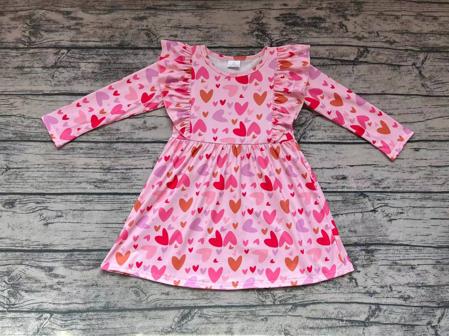 Baby Girls Valentines Hearts Pink Red Knee Length Dresses