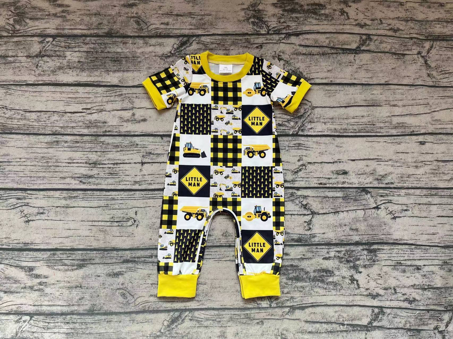 Baby Infant Boys Little Man Construction Short Sleeve Rompers