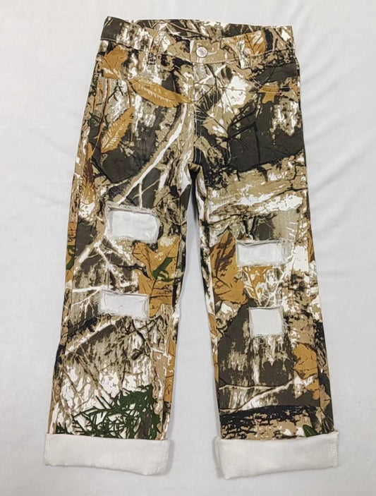 Baby Boys Camo Leaves Distressed Denim Pants preorder