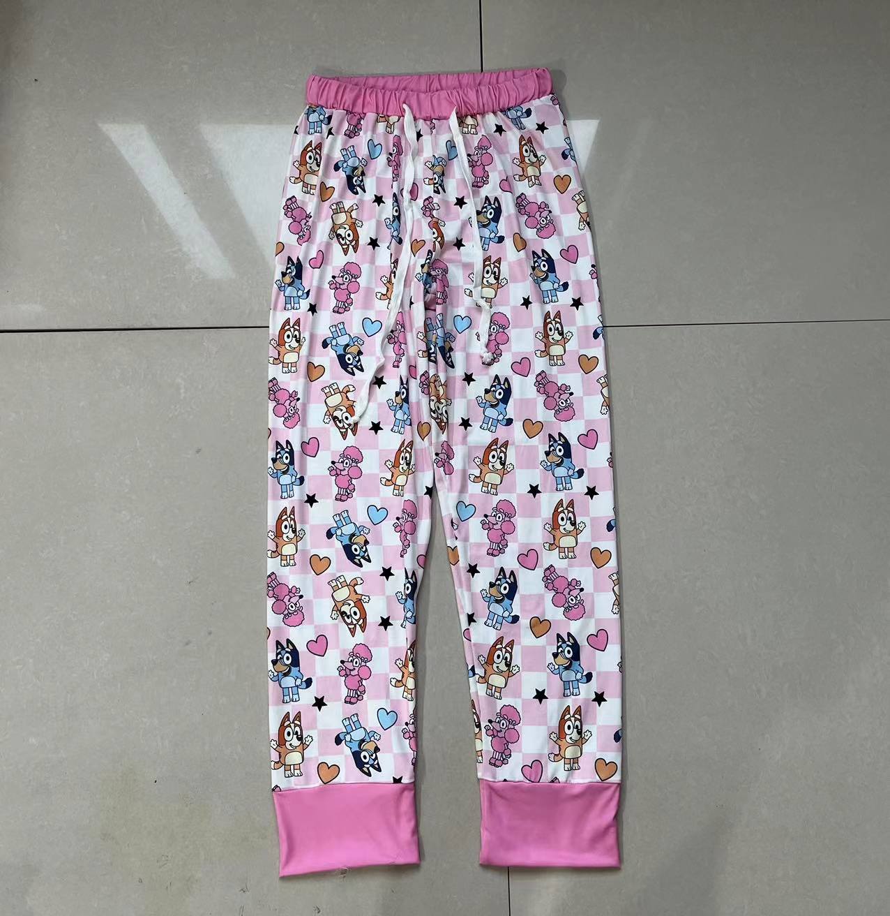 Adult Women Valentines Pink Dogs Hearts Pants Pajamas