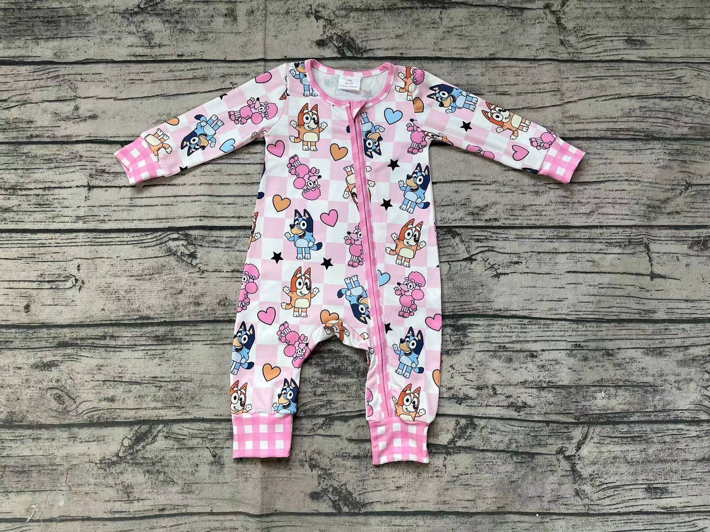 Baby Infant Girls Valentines Dog Long Sleeve Rompers