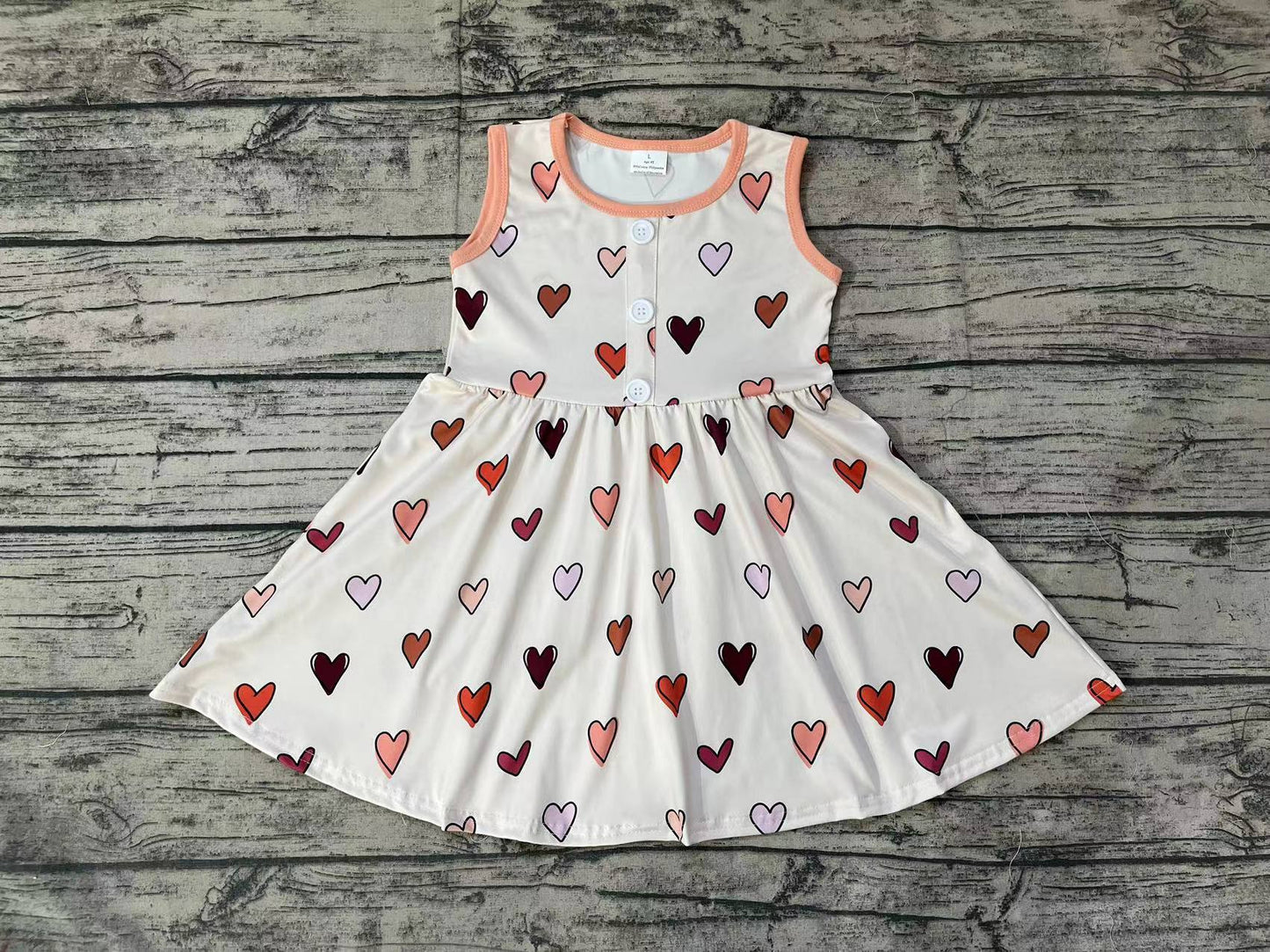 Baby Girls Valentines Red Hearts Knee Length Dresses