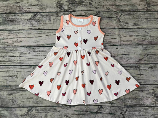 Baby Girls Valentines Red Hearts Knee Length Dresses