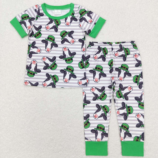 Baby Boys St Patrick Day Cow Top Pants Pajamas Clothes Sets