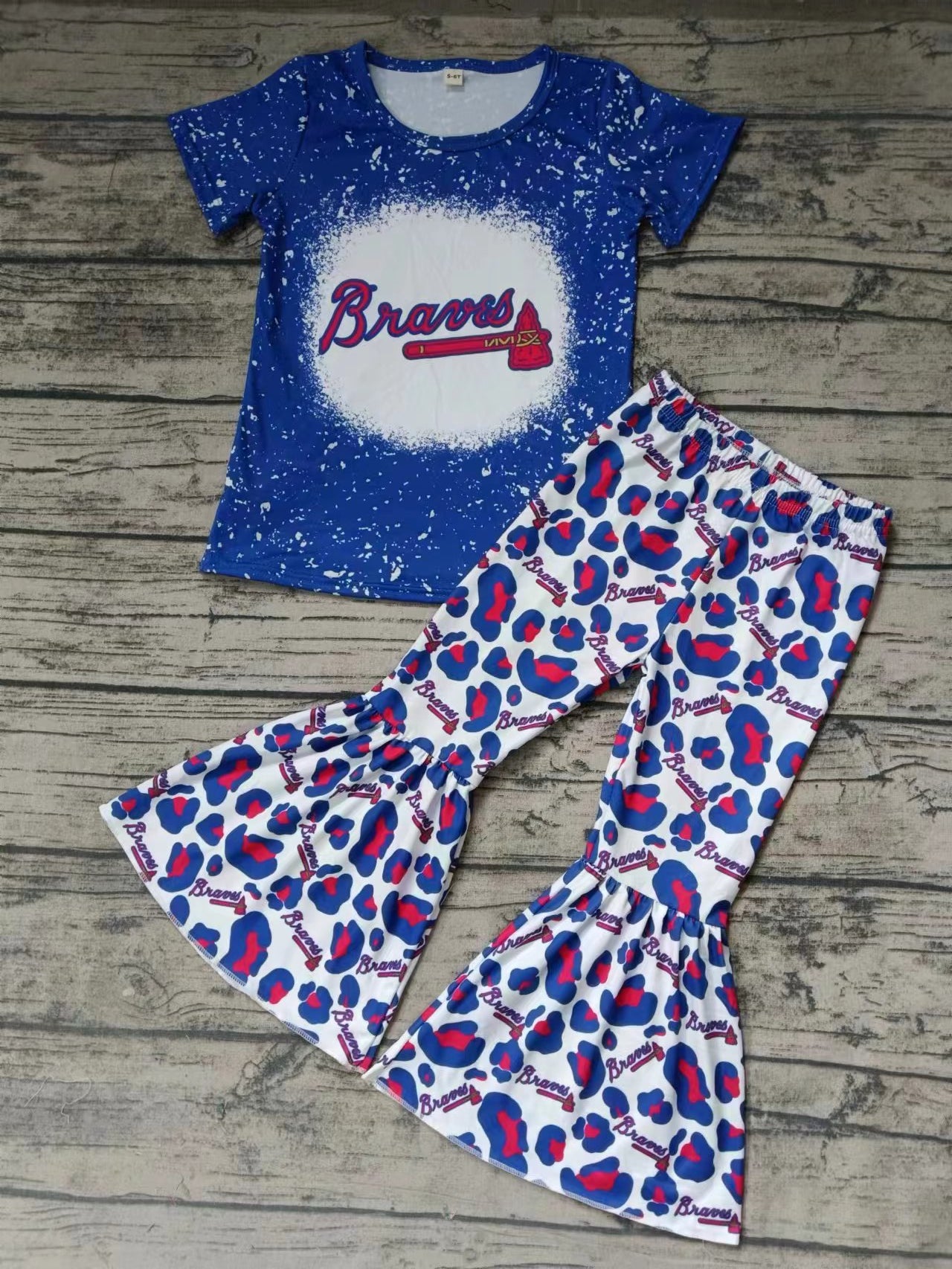 Baby Girls Blue Team Top Pants Bell Bottoms Clothing Sets preorder(moq 5)