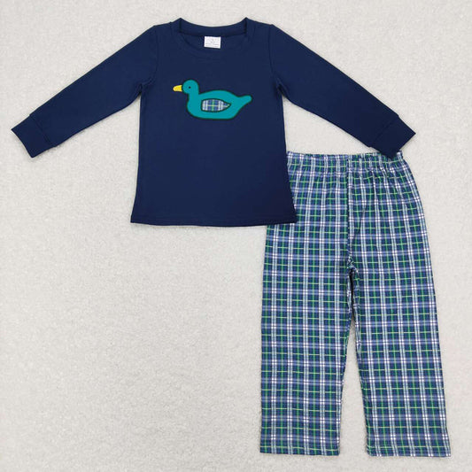 Baby Boys Toddler Duck Navy Shirts Gingham Pants Clothes Sets