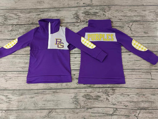 Baby Boys Purples Team Long Sleeve Pullovers Tops preorder(moq 5)