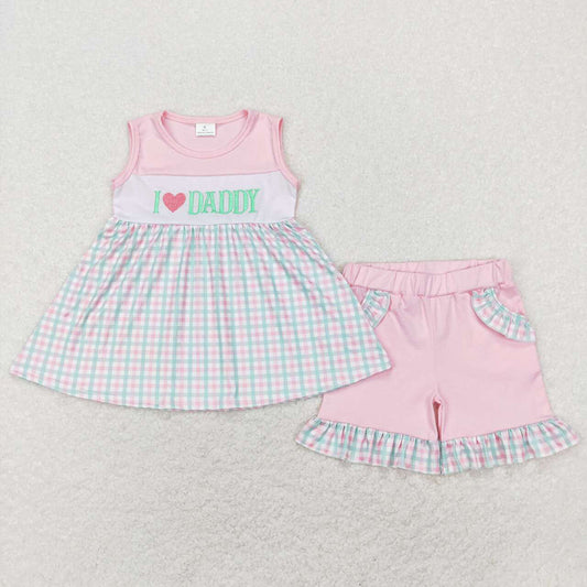 Baby Girls I Love Daddy Tunic Shorts Father's Day Outfits Clothing Sets