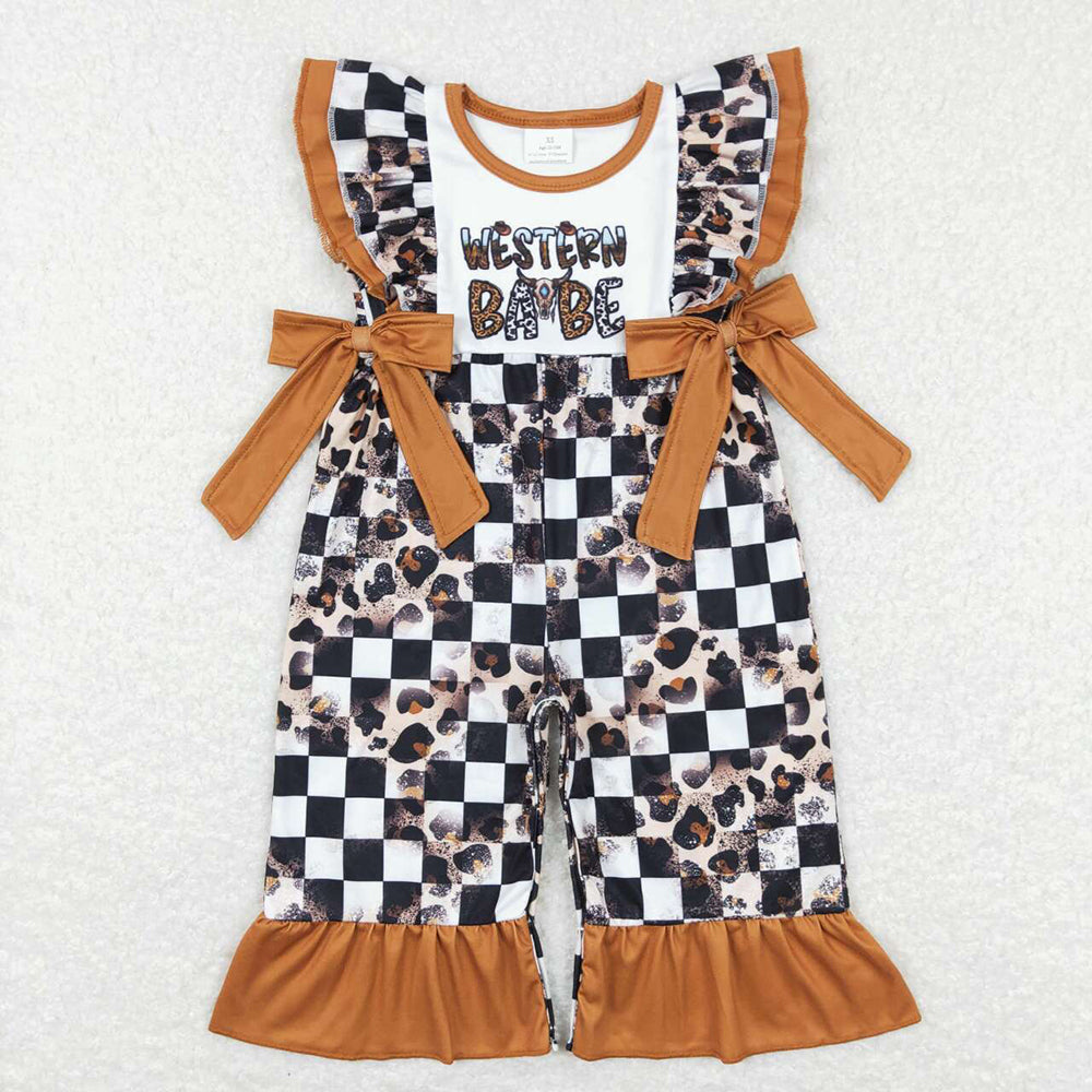 Western Babies Brown Baby Girls Bows Jumpsuits Rompers