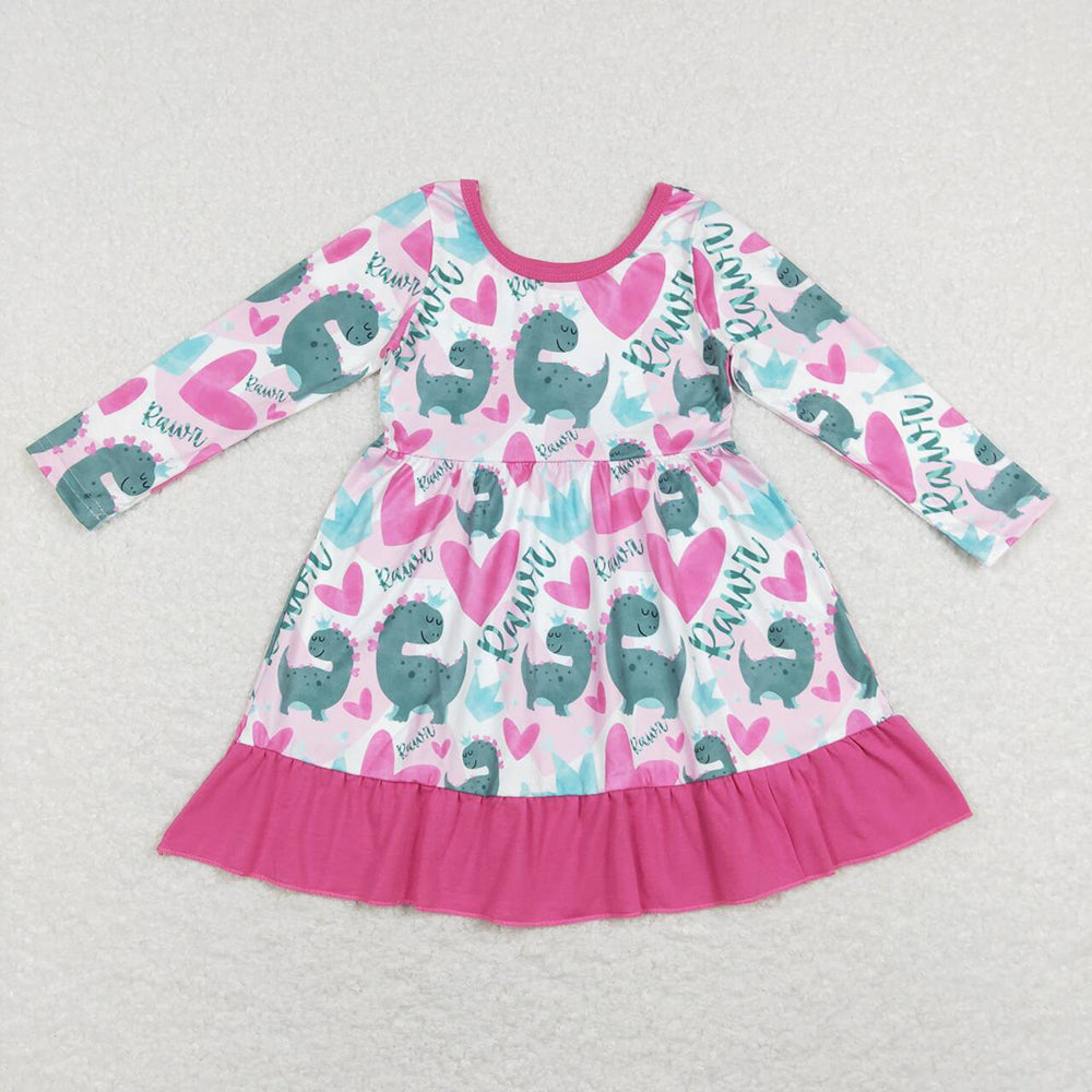 Baby Girls Valentines Pink Hearts Dinosaurs Sister Designs Clothing