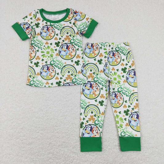Baby Boys Lucky Charm Dog Short Sleeve Top Pants St Patrick Day Clothes Sets