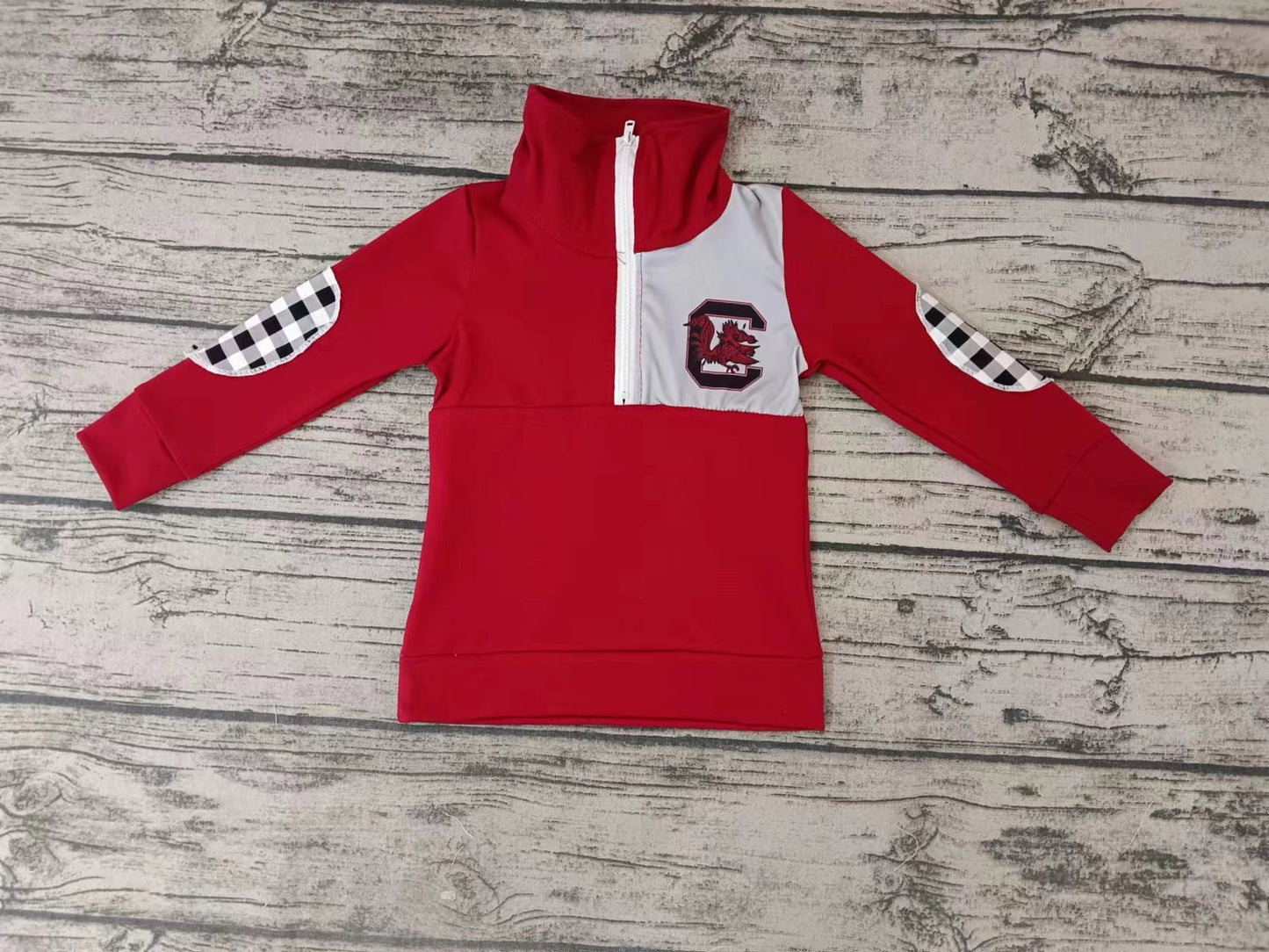 Baby Boys Red Team Long Sleeve Zip Pullovers Tops preorder(moq 5)