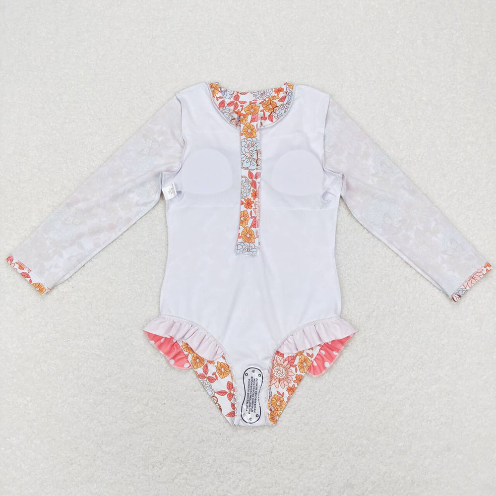 Baby Girls Summer Flowers Butterfly Long Sleeve Swimsuits