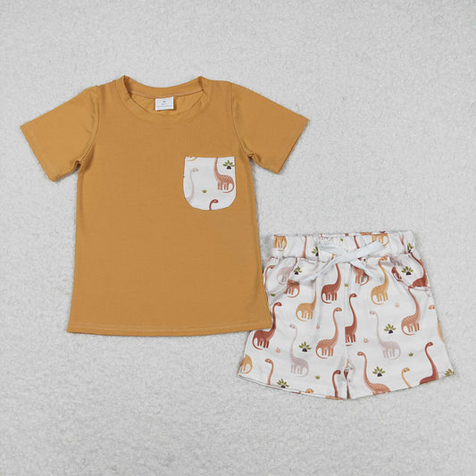 Baby Boys Dinosaur Tee Pocket Shirts Shorts Outfits Clothes Sets