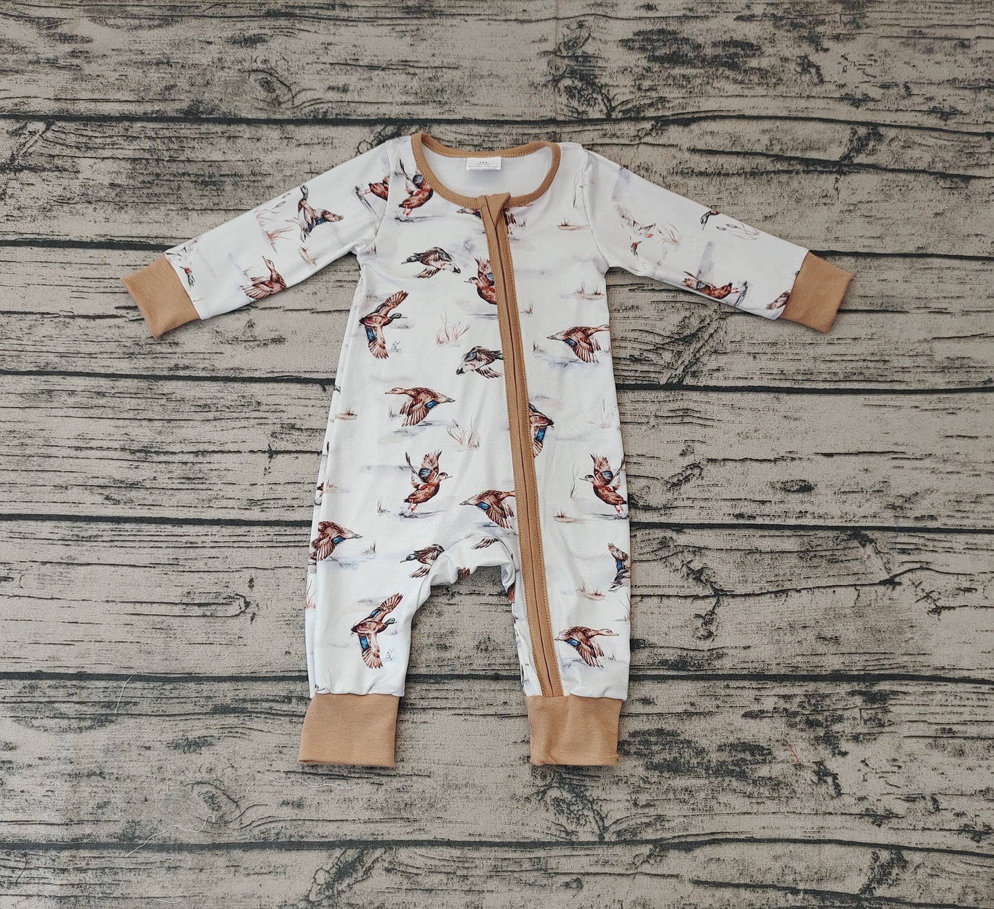 Baby Infant Kids Duck Hunting Long Sleeve Zip Sleepers Rompers