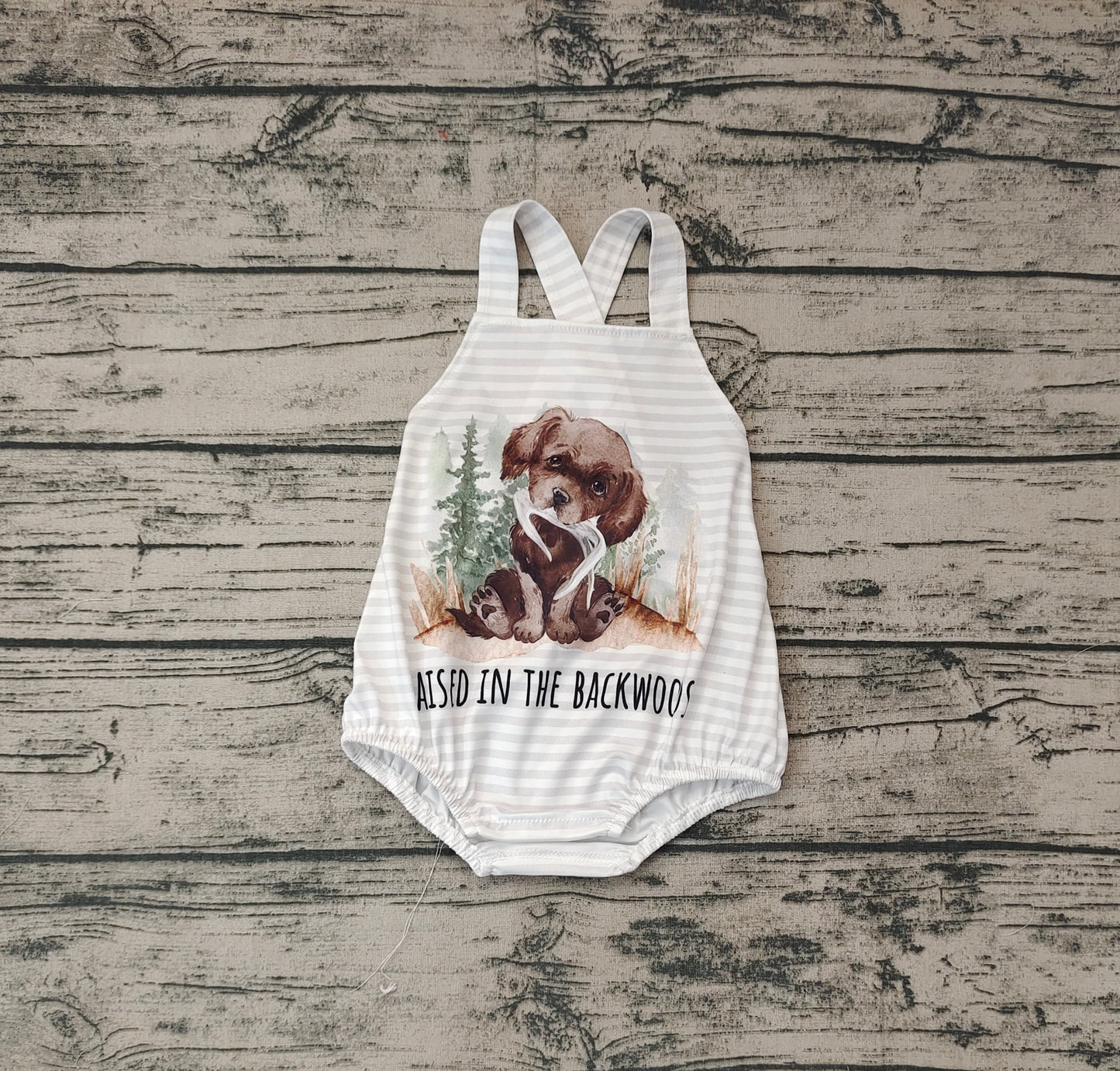 Baby Infant Boys Dog Fishing Rompers