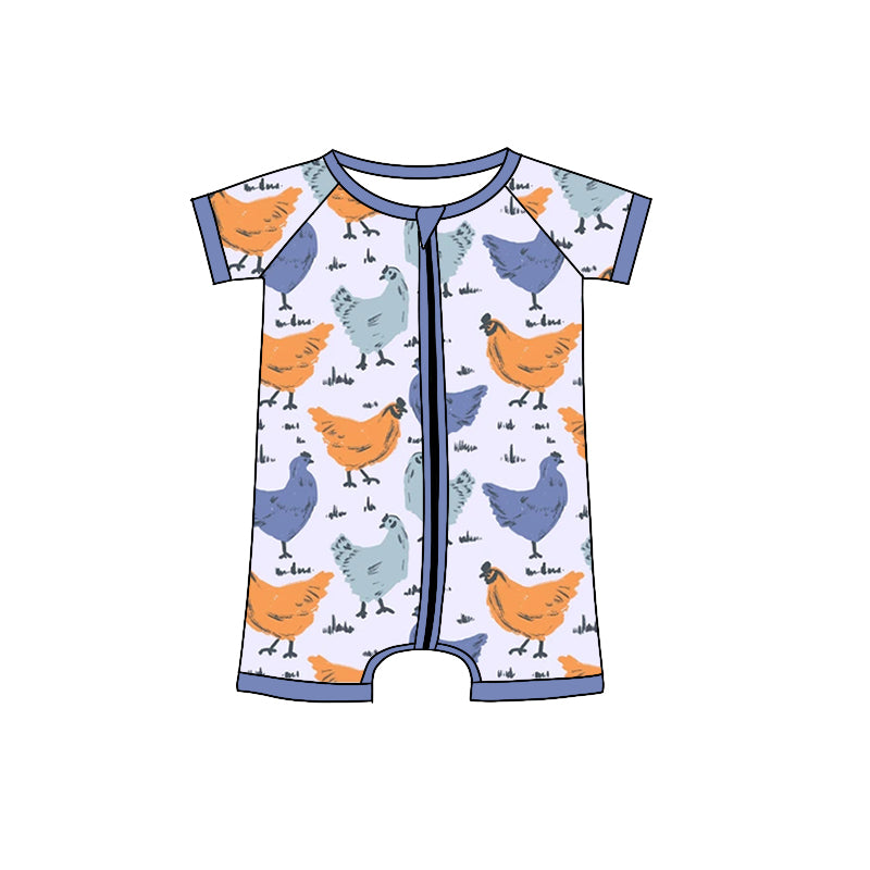 Baby Toddler Boys Chicken Short Sleeve Zip Rompers preorder(moq 5)