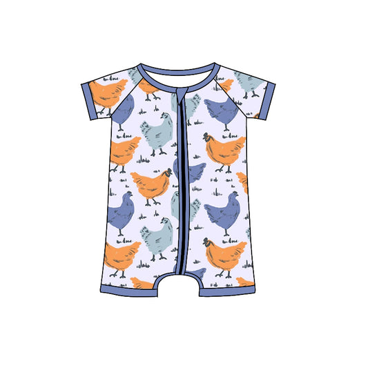 Baby Toddler Boys Chicken Short Sleeve Zip Rompers preorder(moq 5)