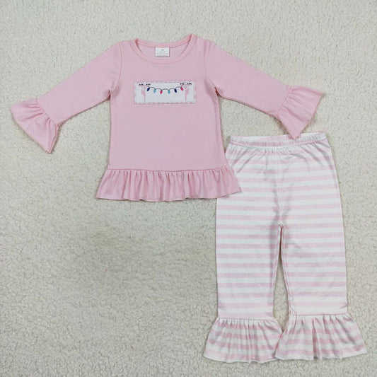 Baby Girls Christmas Pink Light Shirt Pants Pajamas Clothes Sets