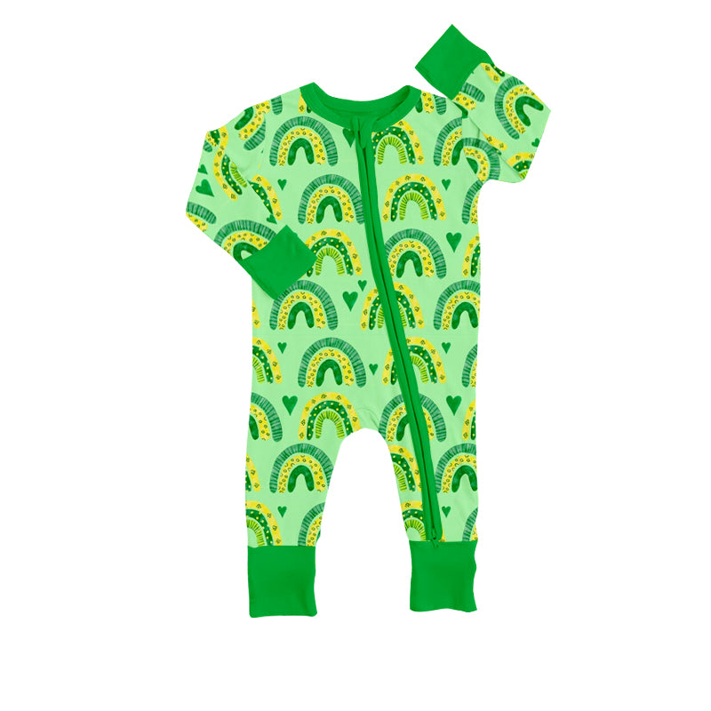 Baby Toddler Green Rainbow St Patrick Day Long Sleeve Rompers preorder(moq 5)