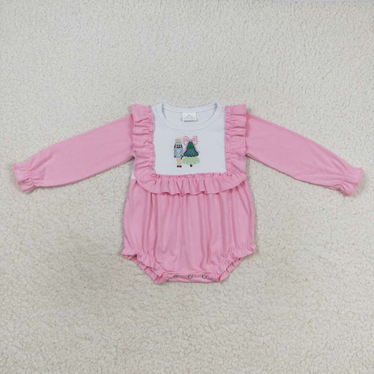 Baby Girls Soldier Christmas Pink Long Sleeve Rompers