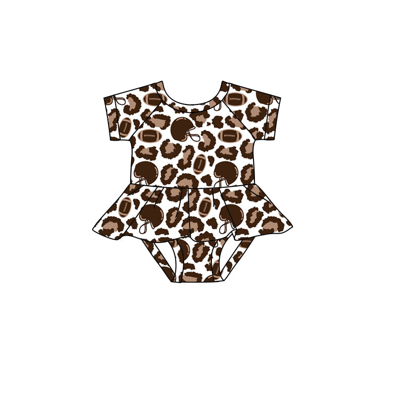 Baby Toddler Girls Football Leopard Short Sleeve Rompers preorder(moq 5)