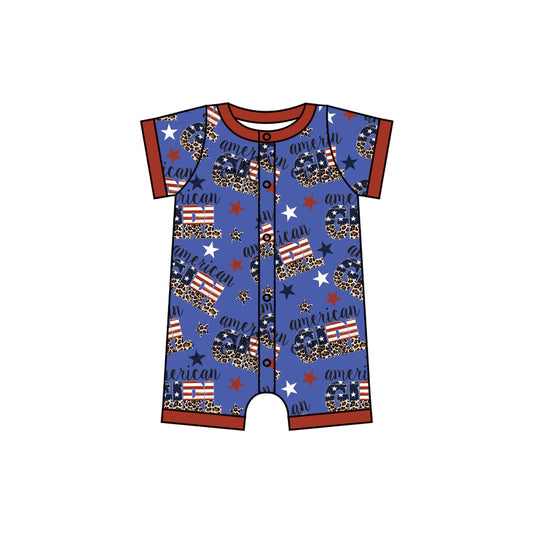 Baby Toddler Girls 4th Of July Flag Short Sleeve Buttons Rompers preorder(moq 5)