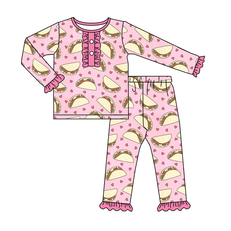 Baby Girls Taco Ruffle Tops Pants Pajamas Clothes Outfits Sets preorder(moq 5)