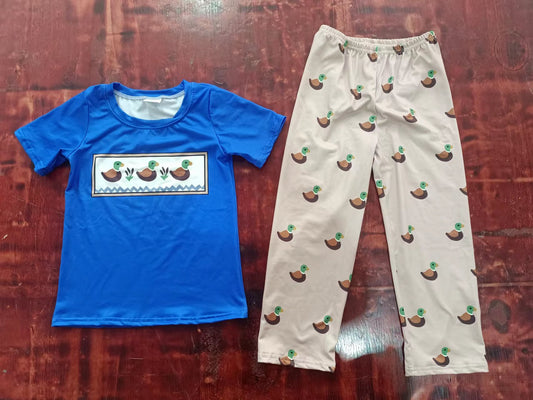 Baby Boys Toddler Mallard Duck Tee Shirts Pants Milk Silk Print Clothing Sets preorder(moq 5)