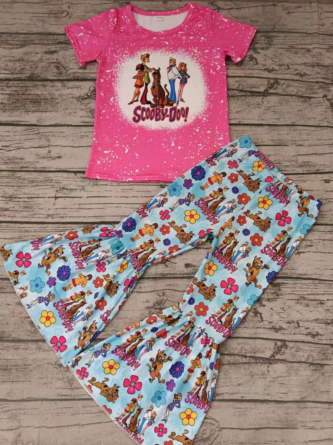 Baby Girls Toddler Pink Cartoon Dog Tee Shirts Bell Pants Clothing Sets preorder(moq 5)