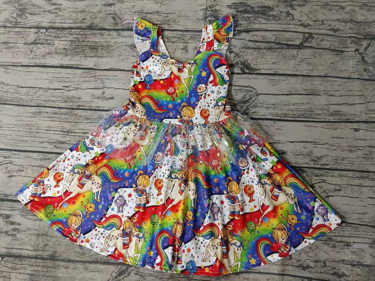 Baby Girls Toddler Summer Cartoon Unicorn Tutu Ruffle Dresses preorder(moq 5)