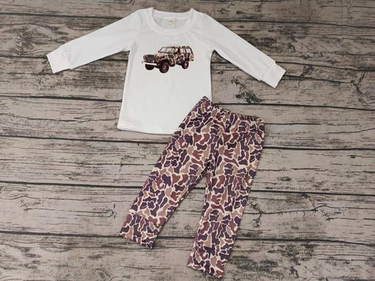 Baby Boys Toddler Camo Car Tee Shirts Top Pants Clothing Sets preorder(moq 5)