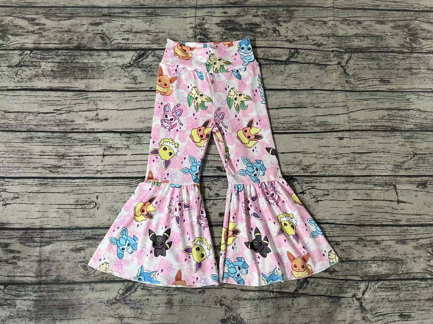 Baby Girls Pink Animal Cat Flare Bell Bottom Pants