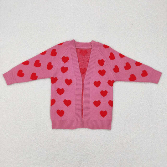 Baby Girls Valentines Hearts Pink Long Sleeve Sweaters
