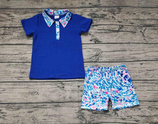Baby Boys Blue Floral Shirt Top Shorts Clothes Sets