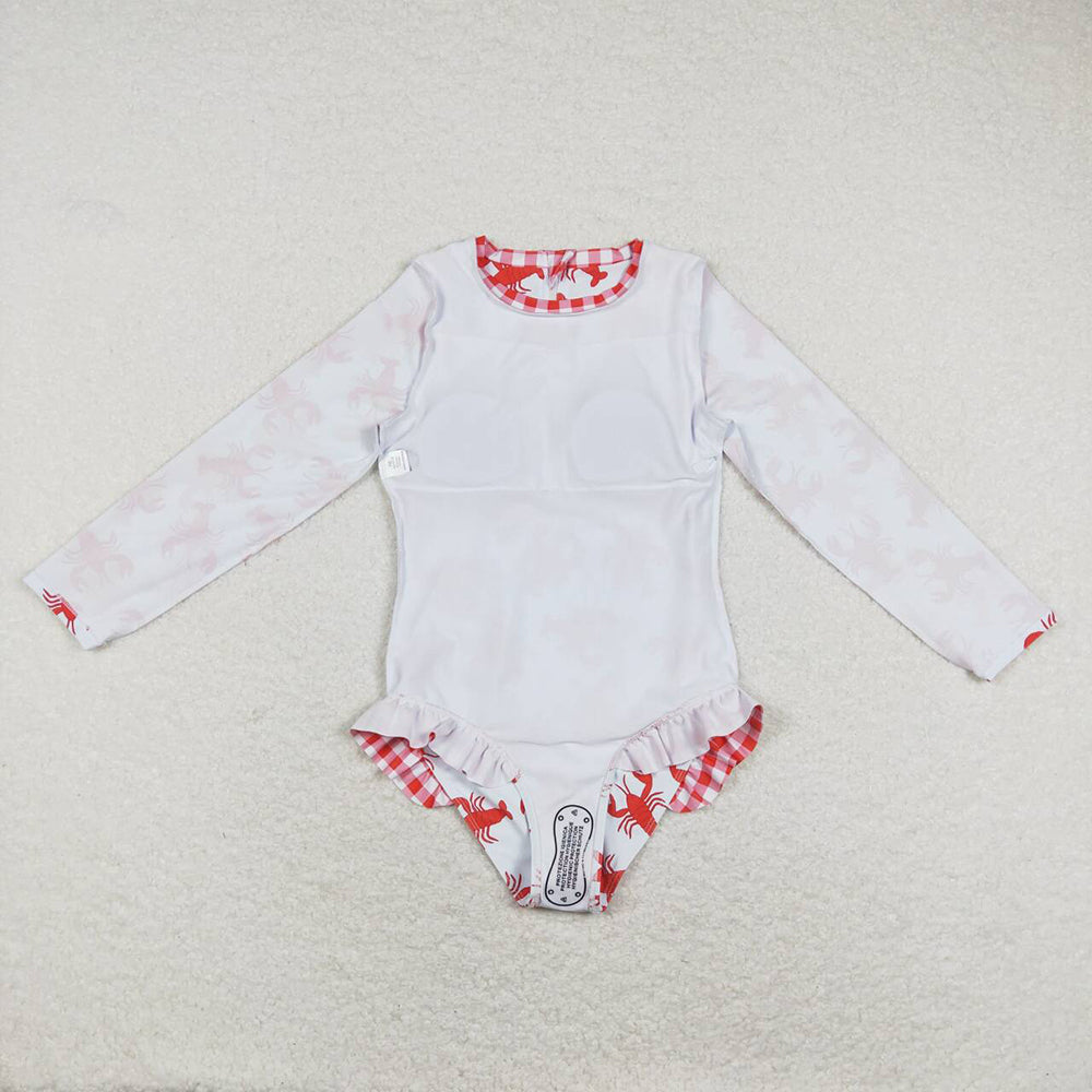 Baby Girls Crawfish Long Sleeve Zip Swimsuits Swimwear