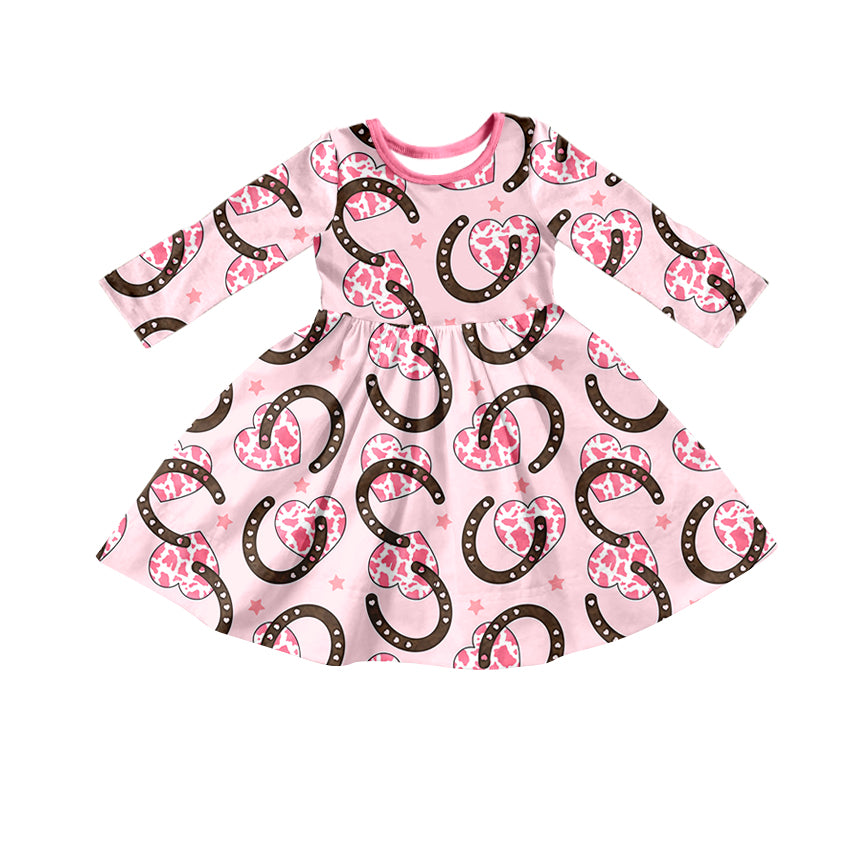 Baby Girls Valentines Western Hearts Long Sleeve Twirl Dresses preorder(moq 5)