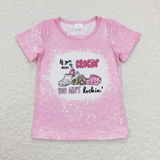 Baby Girls Mommy and Me Pink Short Sleeve Slippers Tee Shirts Tops