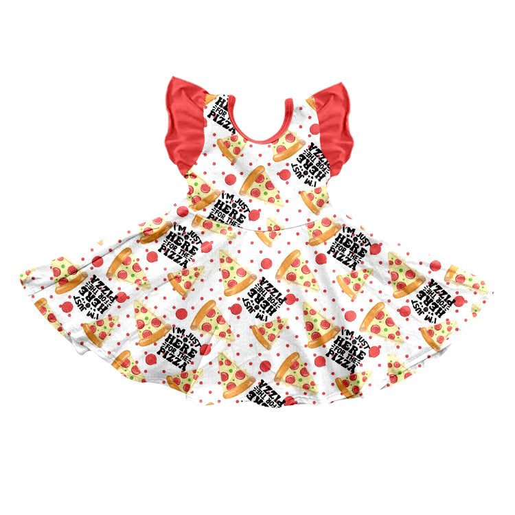 Baby Girls Valentines Straps Pizza Flutter Sleeve Dresses preorder(moq 5)