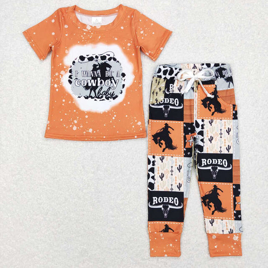 Baby Boys Short Sleeve Cowboy Tee Pants Clothes Sets