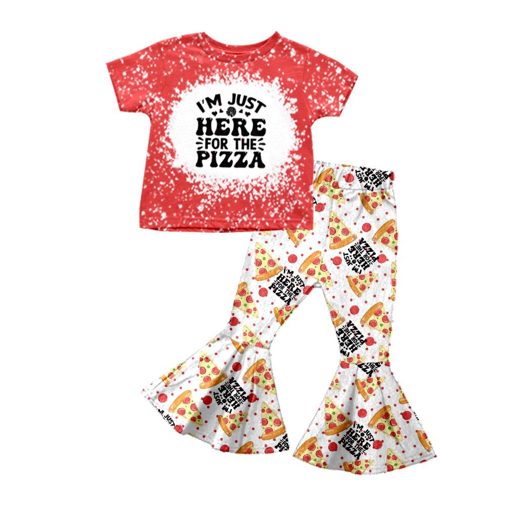 Baby Girls Valentines Pizza Shirt Bell Pants Clothes Sets preorder(moq 5)