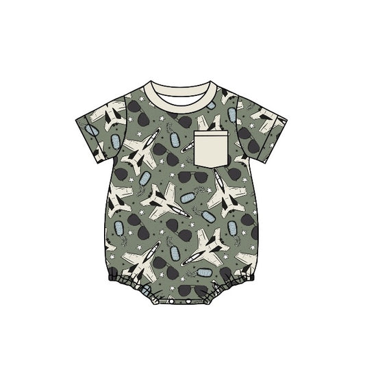 Baby Toddler Boys Plane Short Sleeve Pocket Rompers preorder(moq 5)