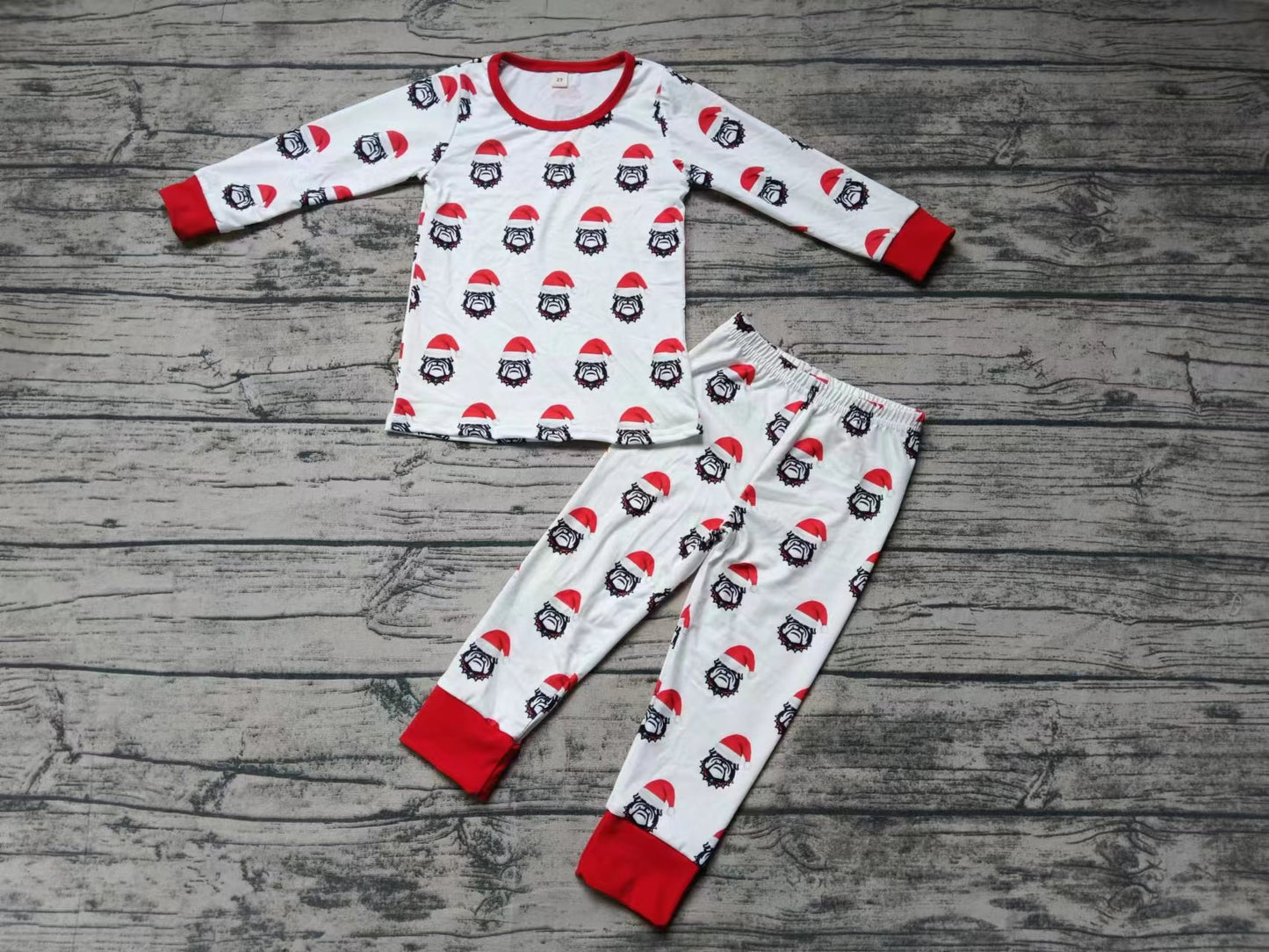 Baby Boys Team Christmas Bulldogs Top Pants Pajamas Clothes Sets Preorder(moq 5)