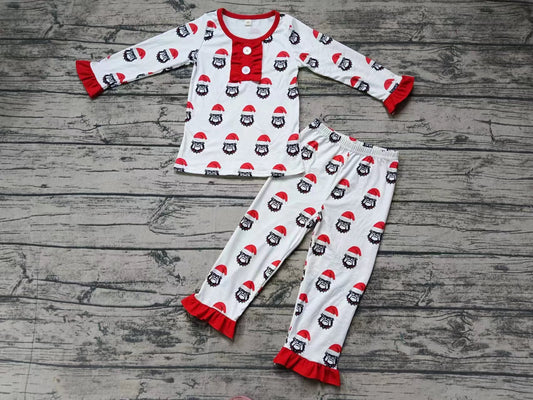 Baby Girls Team Christmas Bulldogs Top Pants Pajamas Clothes Sets Preorder(moq 5)