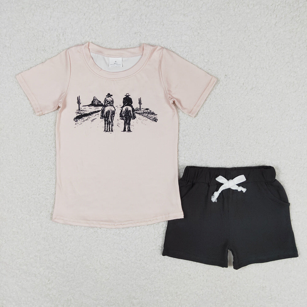 Baby Boys Cowboys Cactus Tops Shorts Outfits Clothes Sets